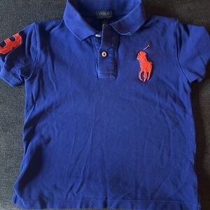 Polo Ralph Lauren Polo Shirt Big Pony Logo Number 3 Orange Blue Boy Size 7
